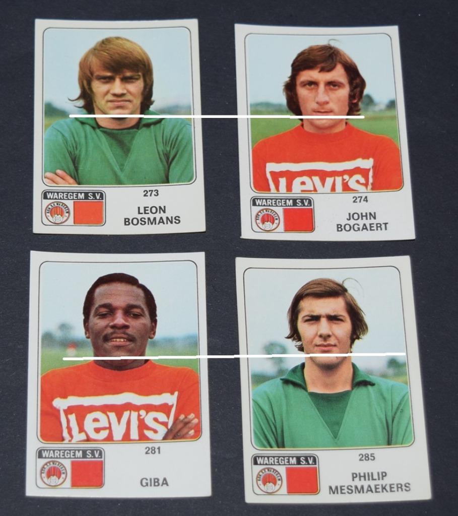 Panini Football 1973 - 74 / SV Waregem  4 stickers, Verzamelen, Verzenden, Zo goed als nieuw, Poster, Plaatje of Sticker