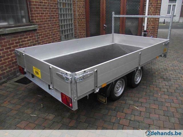 Nieuwe geremde verlaagde plateauaanhangwagen 2,9x1,5m, Aalst, Enlèvement, Neuf