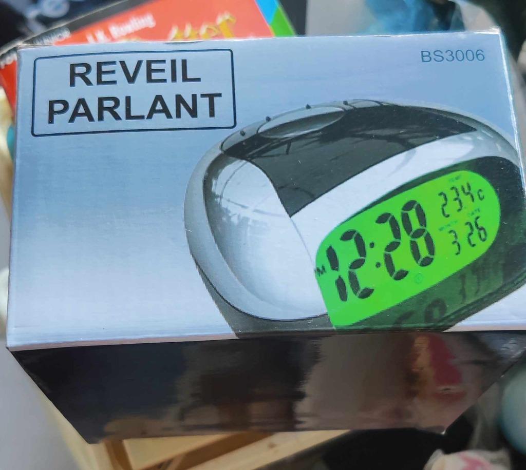 réveil parlant, bleu, neuf, Electroménager, Enlèvement ou Envoi, Neuf, Digital