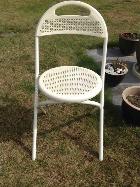 Witte tuin- of terrasstoel., Tuin en Terras, Ophalen, Gebruikt, Inklapbaar