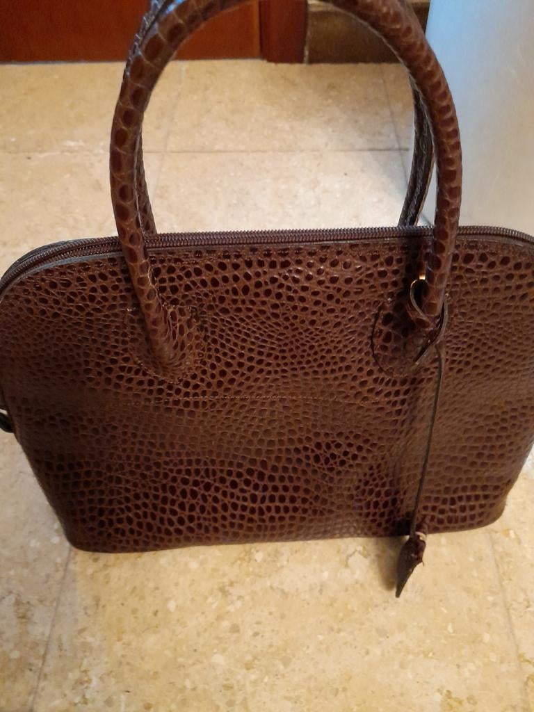 Sac à main, dames, croco, avec serrure, Enlèvement ou Envoi, Comme neuf, Brun, Sac à main
