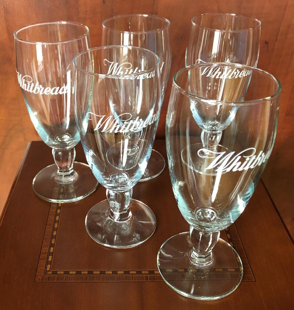 Bierglazen Whitbread – 5 stuks, Enlèvement ou Envoi, Utilisé, Verre ou Verres, Autres marques
