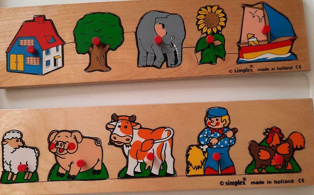 TWEE HOUTEN PUZZELS ELKS MET 5 DEELTJES, Ophalen of Verzenden