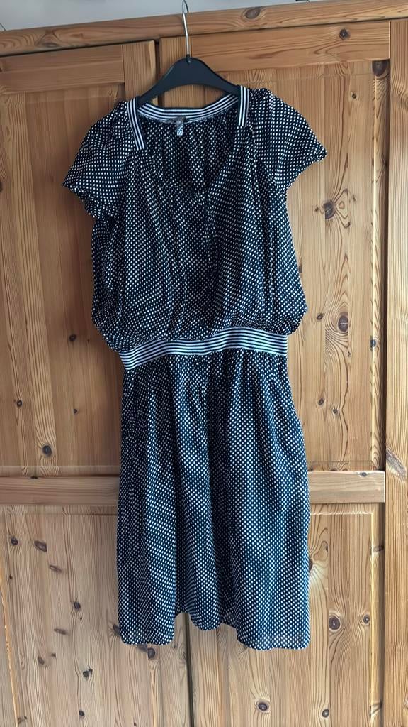 Bandolera blauw wit bolletjes kleed 42, Enlèvement ou Envoi, Comme neuf, Bleu