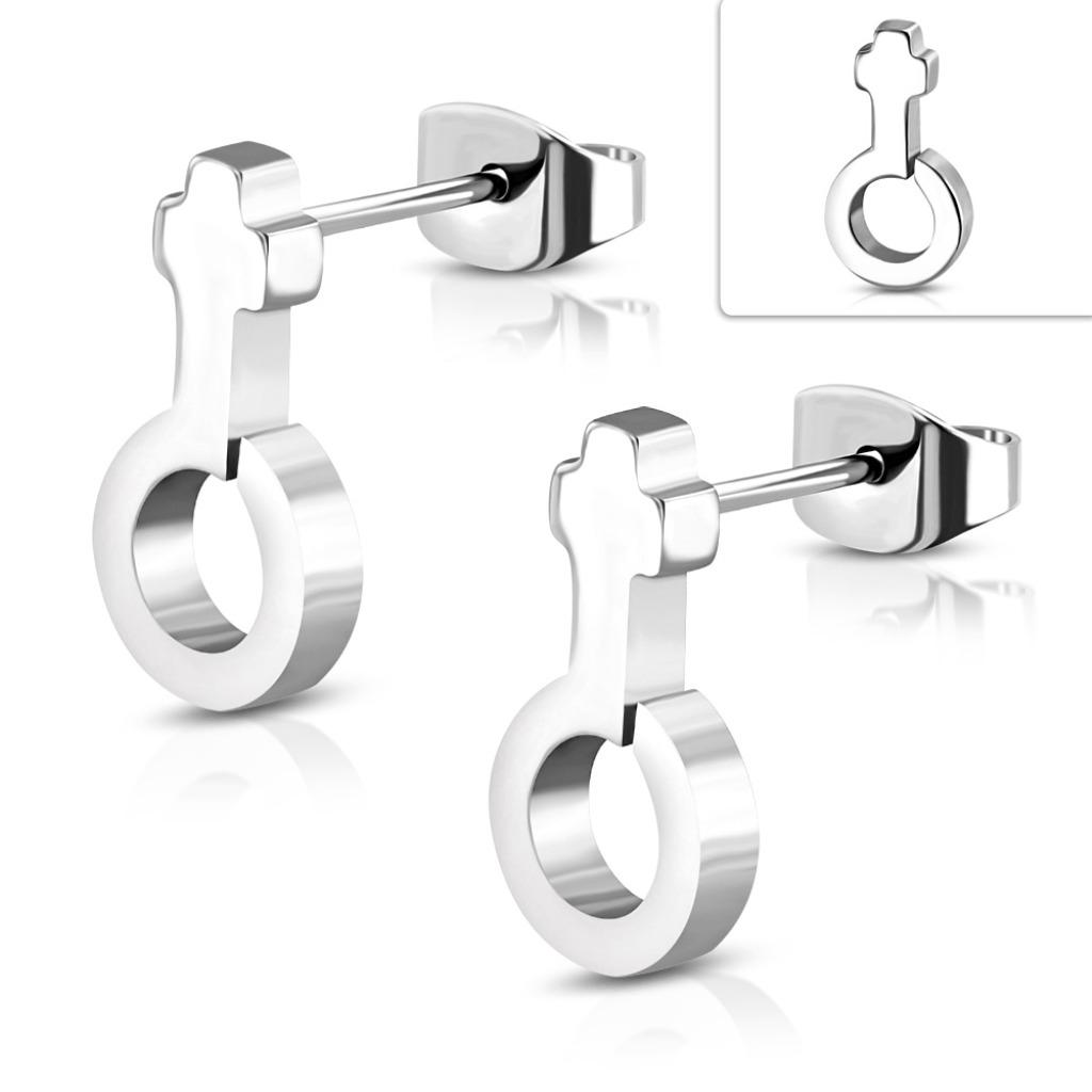 Boucles d'oreilles en acier chirurgical, symbole, femme, Enlèvement ou Envoi, Autres matériaux, Argent, Neuf