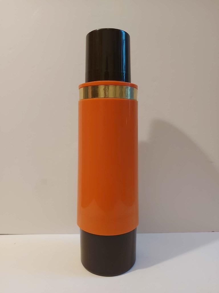 Vintage oranje serveerbord en thermoskan, 1970s, Enlèvement ou Envoi, Rond, Comme neuf, Synthétique
