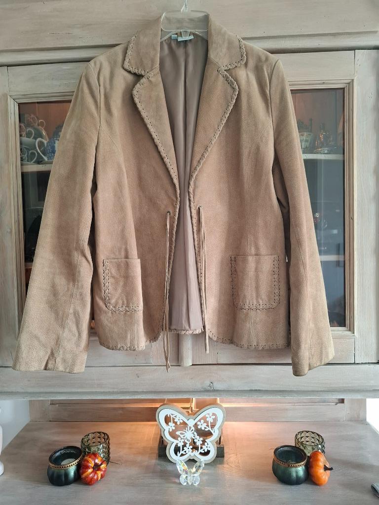 Daim Suede blazer, ANDERE, Beige, Maat 42/44 (L), Ophalen of Verzenden