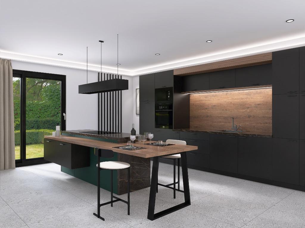 Meubles de cuisine vert et noir mat, Maison & Meubles, Neuf, Bois, Enlèvement, Autres types