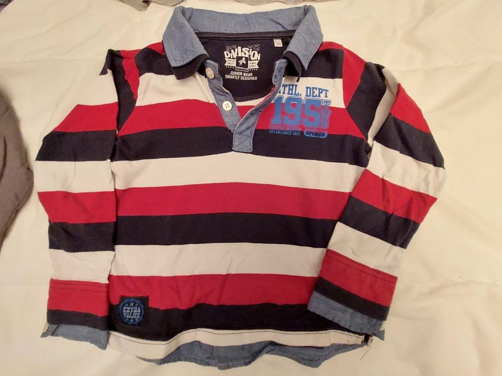 Polo manches longues 4 ans ligné bleu blanc rouge, Garçon, Chemise ou À manches longues, Enlèvement, Utilisé