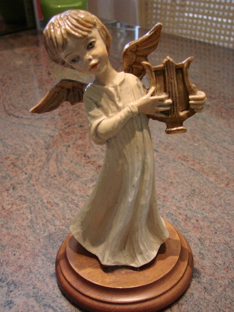 antiek: kerst engeltje met harp met stempel, Enlèvement, Comme neuf