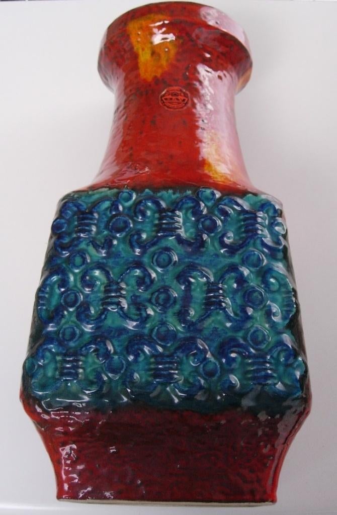 Bay Keramiek grote vloervaas rood blauw 987-45 Lava vaas, Enlèvement ou Envoi