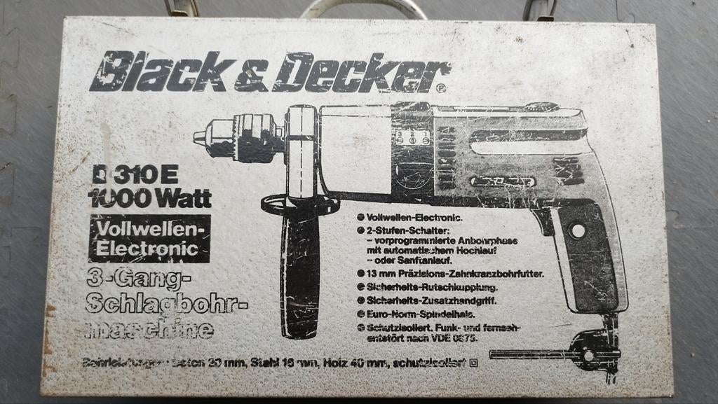 Klopboormachine BLACK&DECKER D310 1000WATT, Doe-het-zelf en Bouw, Gereedschap | Boormachines, Ophalen of Verzenden, Zo goed als nieuw
