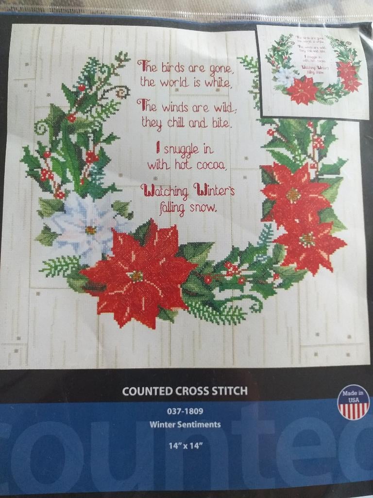 Borduurpakket Winter Sentiments van Janlynn, Hobby en Vrije tijd, Borduren en Borduurmachines, Nieuw, Borduurpakket, Verzenden