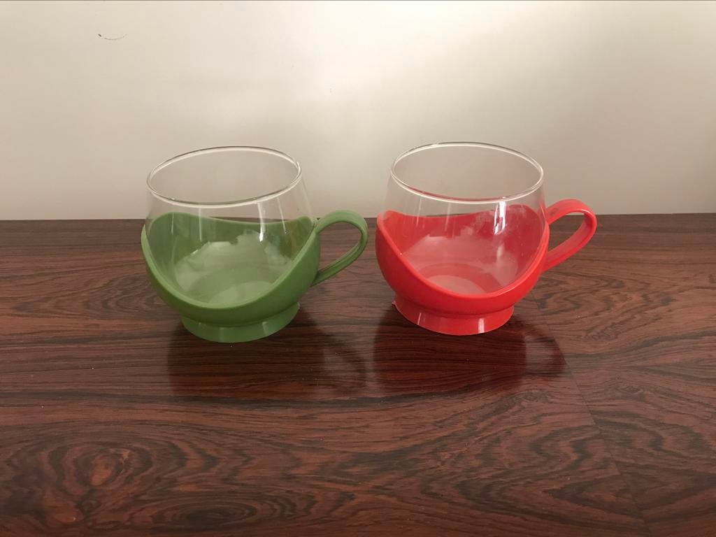 Melitta Set van 2 kopjes groen rood, Ophalen of Verzenden