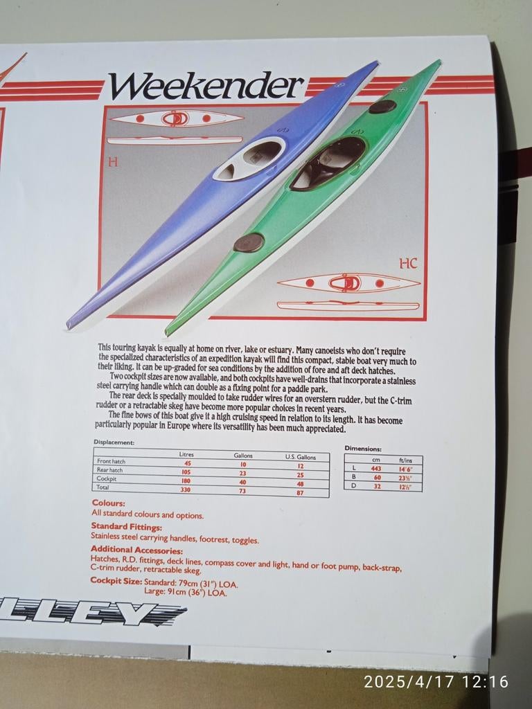 Kayak, Enlèvement, Comme neuf