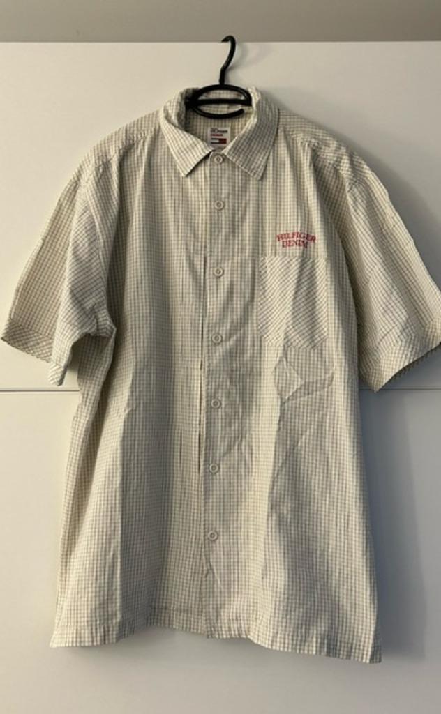 Tommy Hilfiger wit geruit hemd, Tour de cou 43/44 (XL), Enlèvement ou Envoi, Comme neuf, Tommy hilfiger