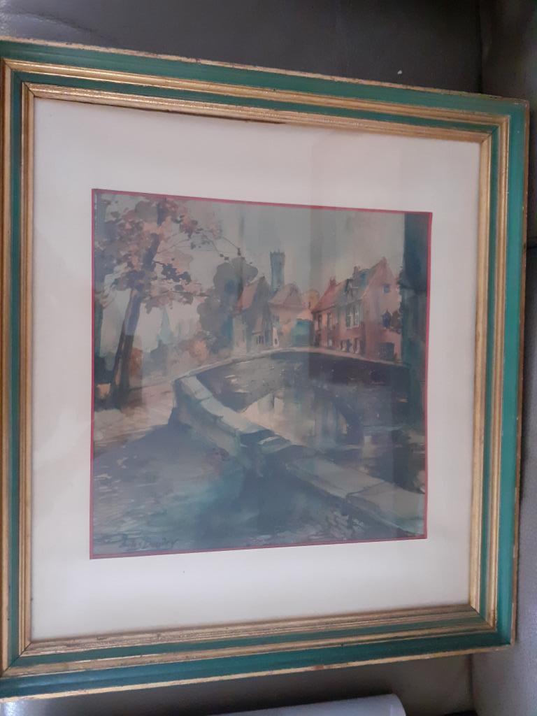 Aquarel Belgische kunstschilder Jules  Boudry, Antiek en Kunst, Ophalen of Verzenden