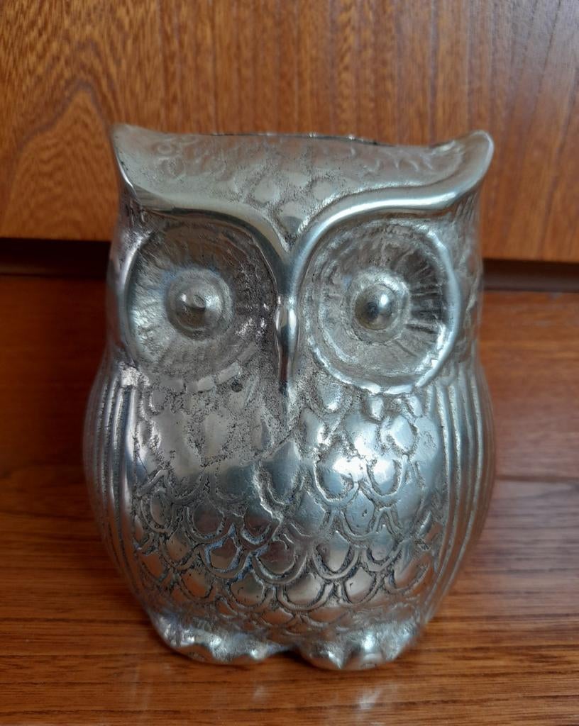 Tirelire vintage hibou en laiton H11,5 L10cm de 1960, Antiquités & Art, Enlèvement ou Envoi