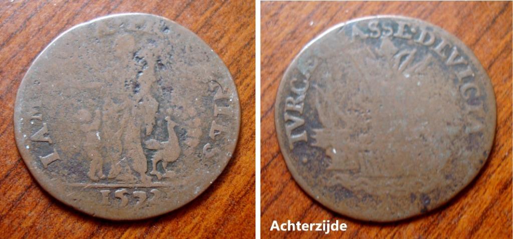 Middeleeuwse rekenpenning uit 1572, Verzenden, Brons