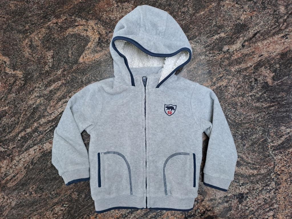 Veste polaire grise t 92 avec doublure en teddy blanc, Garçon, Enlèvement ou Envoi, Babyclub, Utilisé