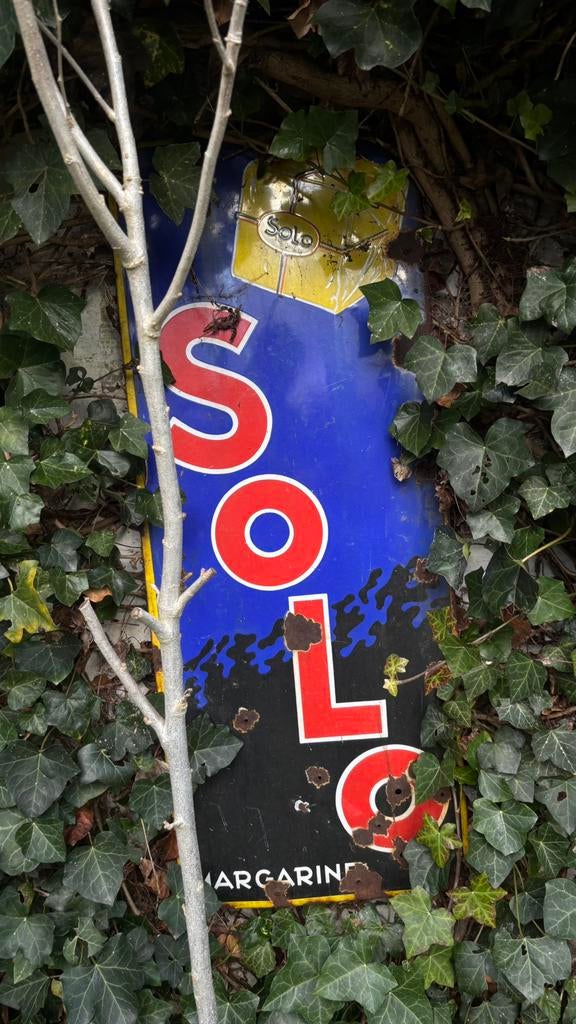 Solo emaille bord, Verzamelen, Merken en Reclamevoorwerpen, Ophalen, Gebruikt, Reclamebord