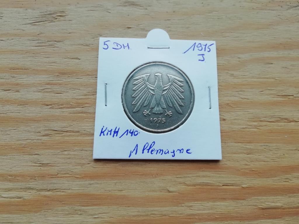 5 deutsche mark 1975 J, Enlèvement ou Envoi, Allemagne, Monnaie en vrac