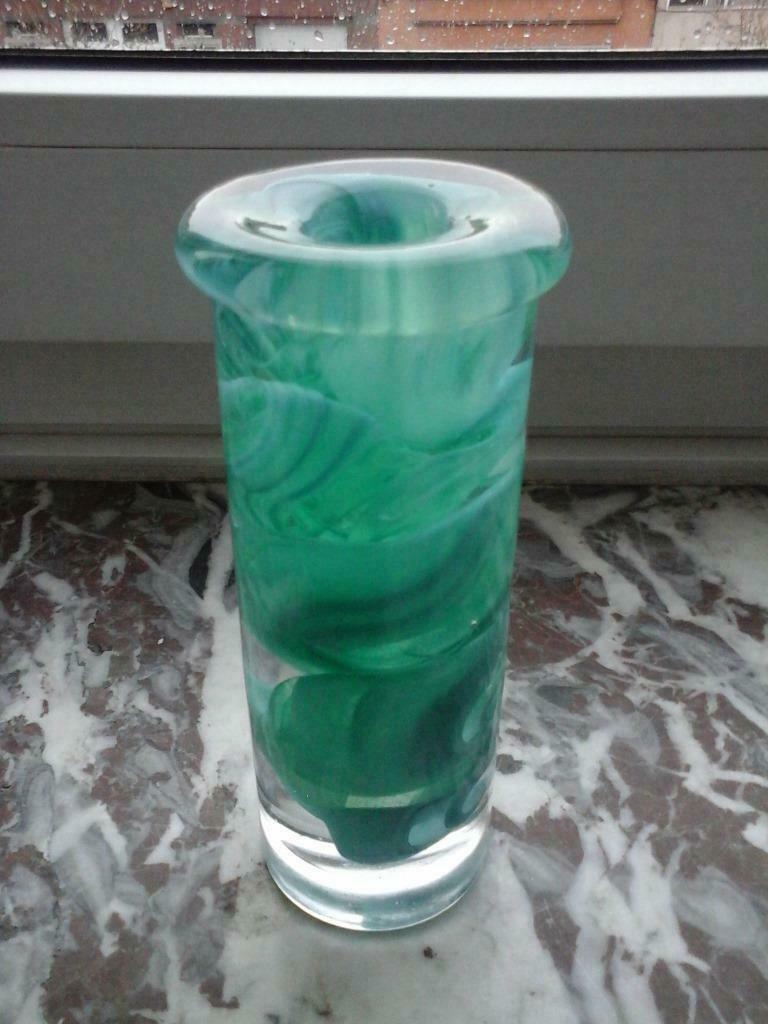 Zweedse glazen kandelaarvaas ontwerp van Kosta Boda 1980/90s, Antiek en Kunst, Antiek | Glaswerk en Kristal, Ophalen of Verzenden