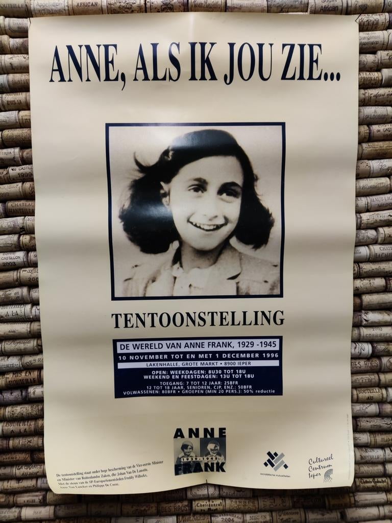 Poster, tentoonstelling Anne Frank, Ieper, Ophalen of Verzenden, Zo goed als nieuw