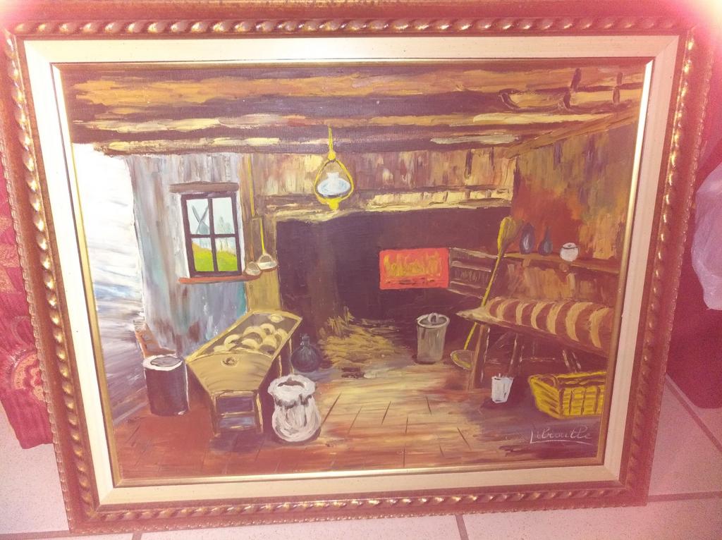 Olieverfschilderij "Bakkerij Workshop", Antiek en Kunst