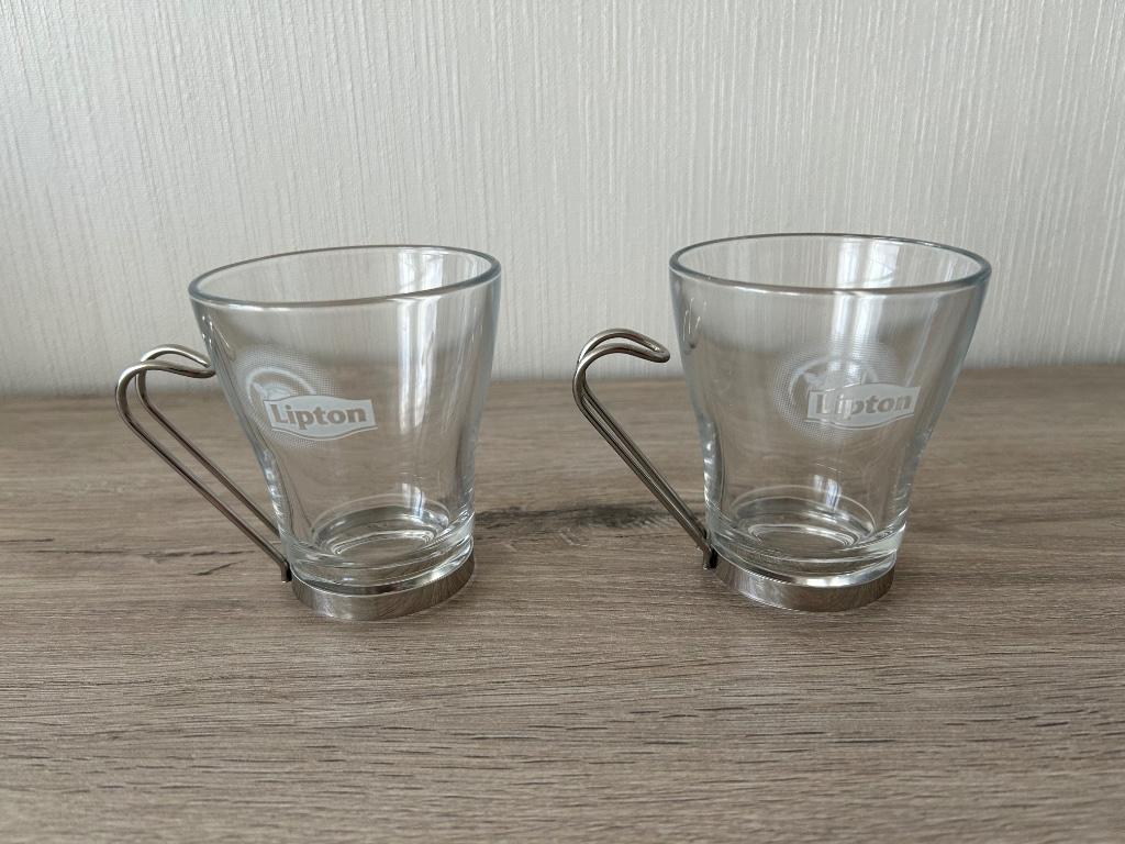2 glazen Lipton ( tassen ), Huis en Inrichting, Ophalen of Verzenden, Zo goed als nieuw