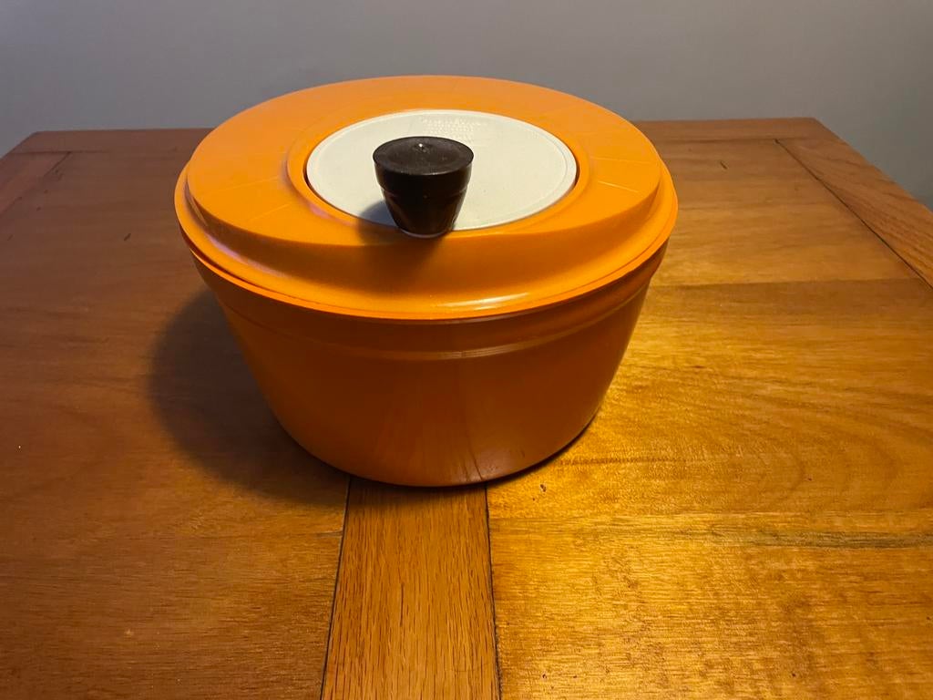 vintage Moulinex slacentrifuge in kenmerkende oranje kleur, Ophalen, Gebruikt, Oranje