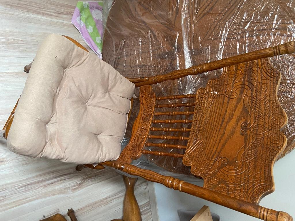 Ronde tafel en stoelen, Huis en Inrichting, Ophalen, Gebruikt, Rond, Eikenhout