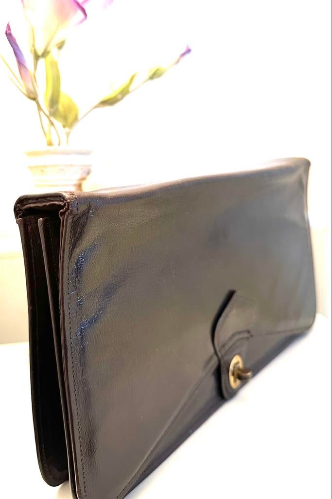 Bruin leren avondclutch, jaren 60, perfecte staat, Zo goed als nieuw, Bruin, Avondtasje
