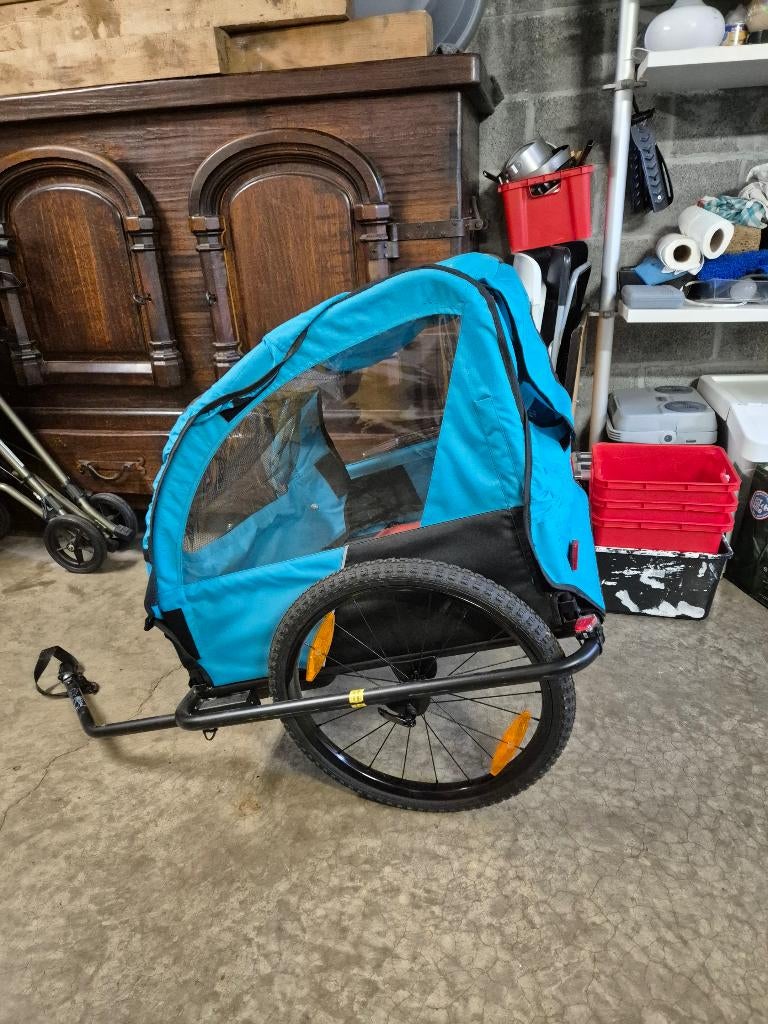 fietskar voor 2 kinderen, Fietsen en Brommers, Fietsaccessoires | Aanhangwagens en Karren, Ophalen, Opvouwbaar, 20 tot 40 kg, Zo goed als nieuw