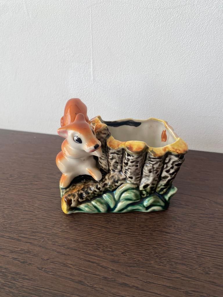 Vintage bloempotje met eekhoorn, Enlèvement, Comme neuf
