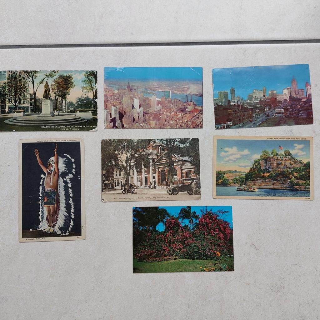 Lot van 7 oude postkaarten van  de USA, Enlèvement ou Envoi