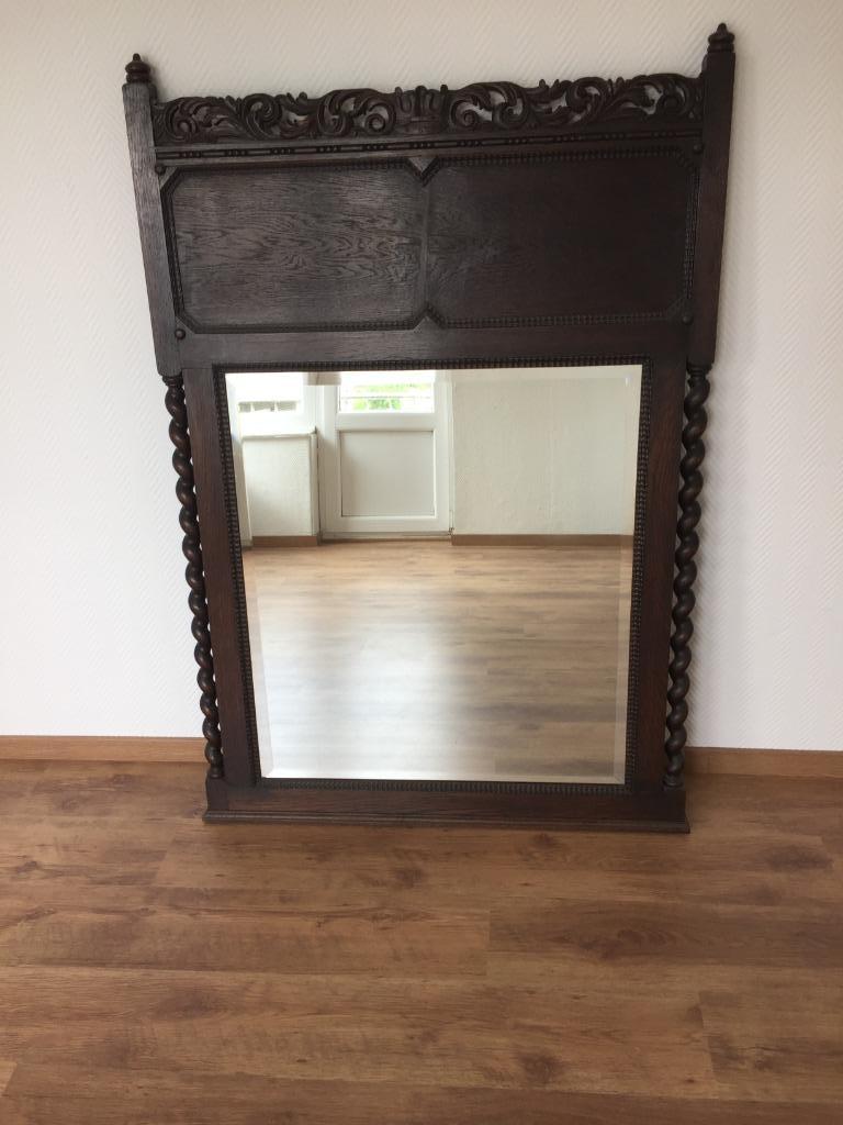 Antieke houten spiegel, Huis en Inrichting, Woonaccessoires | Spiegels, Ophalen