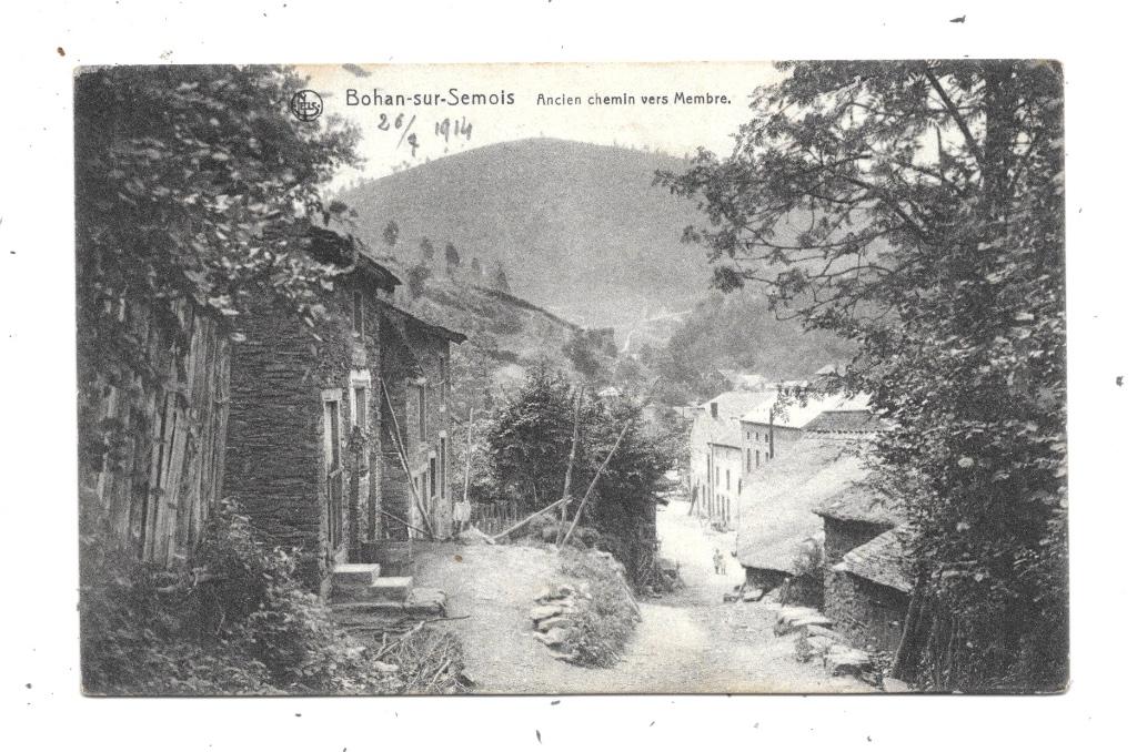 Bohan-sur-Semois : Ancien chemin vers Membre, Envoi, Avant 1920, Non affranchie, Namur