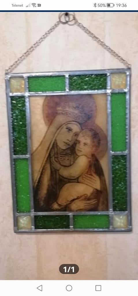 Loodglas  van Maria  en kind  jezus, Antiek en Kunst, Antiek | Glaswerk en Kristal, Ophalen