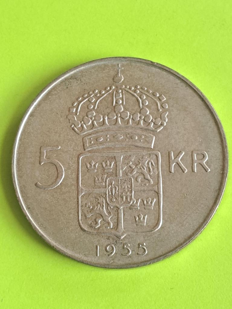 1955 Suède 5 couronnes en argent Gustav VI Adolf, Timbres & Monnaies, Monnaies | Europe | Monnaies non-euro, Monnaie en vrac, Autres pays