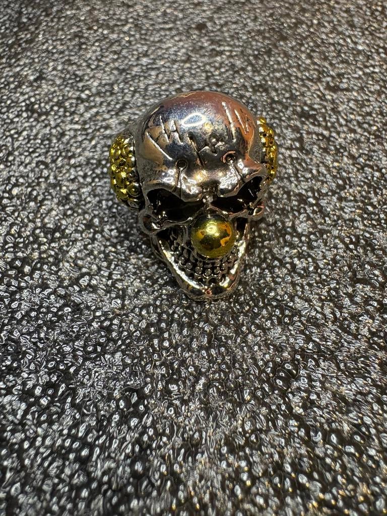 (*) Skull Ring Heren – Zilver/Goud – Gothic – Maat 24, Bijoux, Sacs & Beauté, Bagues, Comme neuf, Or, Envoi