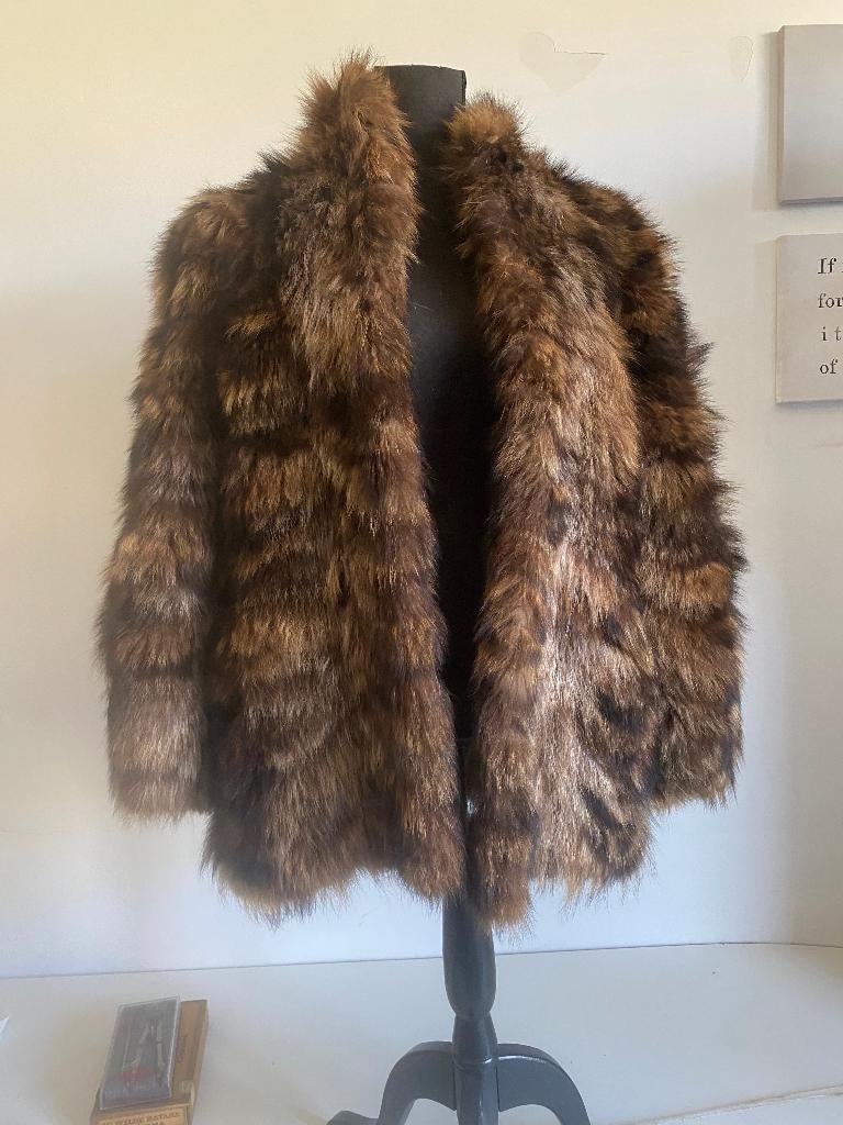 Vintage jas/jas van echt wasbeerbont, Kleding | Dames, Ophalen of Verzenden, Zo goed als nieuw, Maat 38/40 (M)