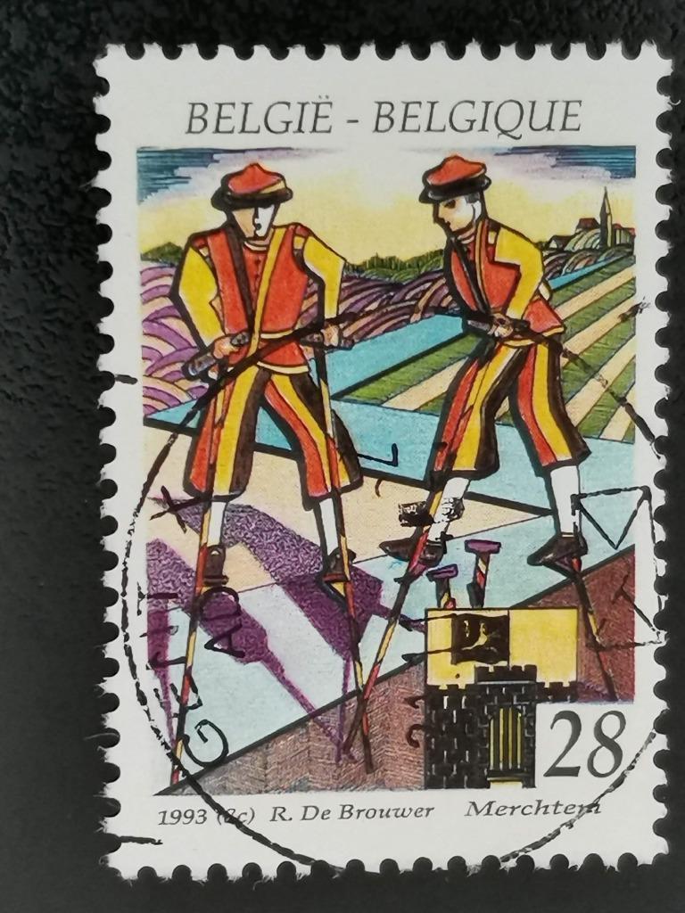 Belgique 1993 - folklore - Merchtem stiltwalkers, Enlèvement ou Envoi, Affranchi