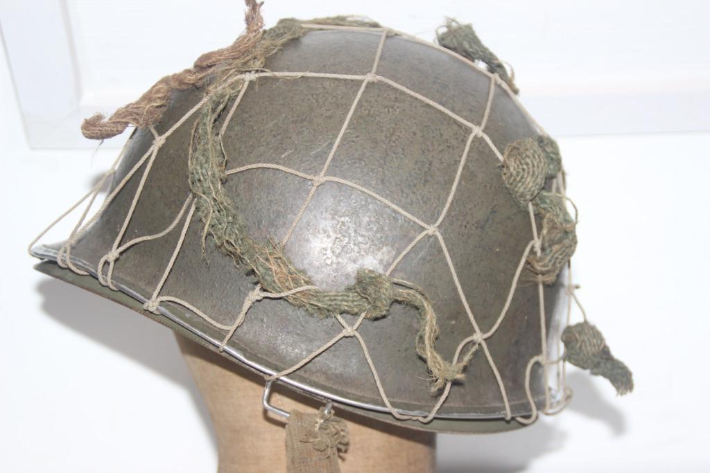 US WW2 Helmnet met groote mesh + camouflage, Verzenden, Landmacht, Helm of Baret