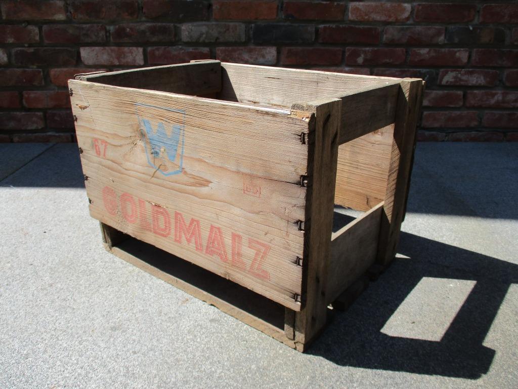 oud houten kratje ,bak ,  ton van goldmalz, fruitbakje, Verzamelen, Biermerken, Gebruikt, Overige typen, Overige merken, Ophalen of Verzenden