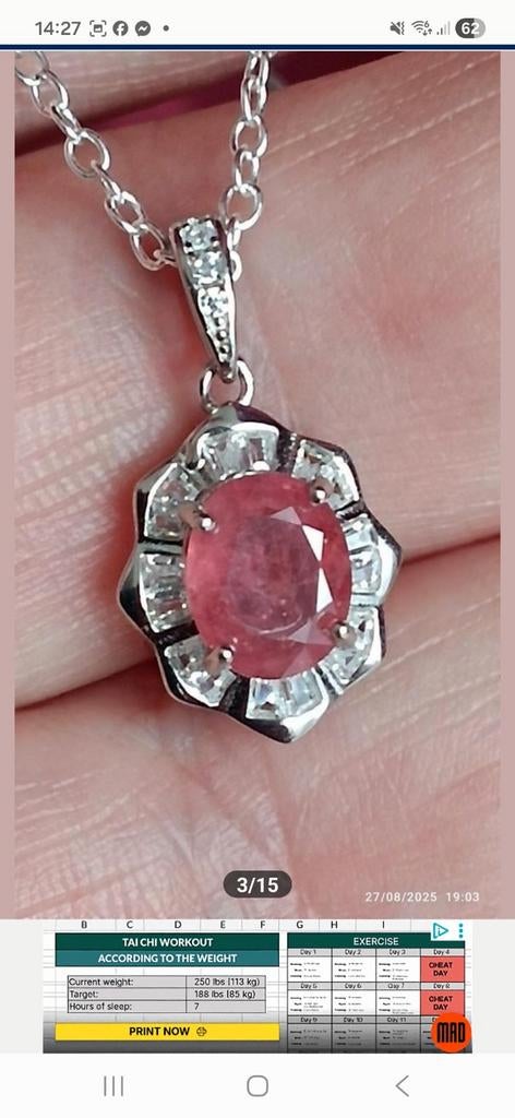 Pendentif en argent massif avec saphir de Mozambique, Bijoux, Sacs & Beauté, Colliers, Neuf, Enlèvement ou Envoi, Avec pierre précieuse