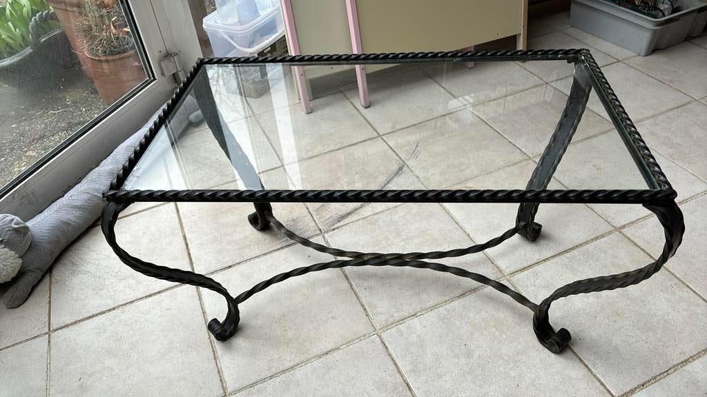 Table salon Vintage Veritable années 50, Verre, 50 à 100 cm, Années 50, Utilisé