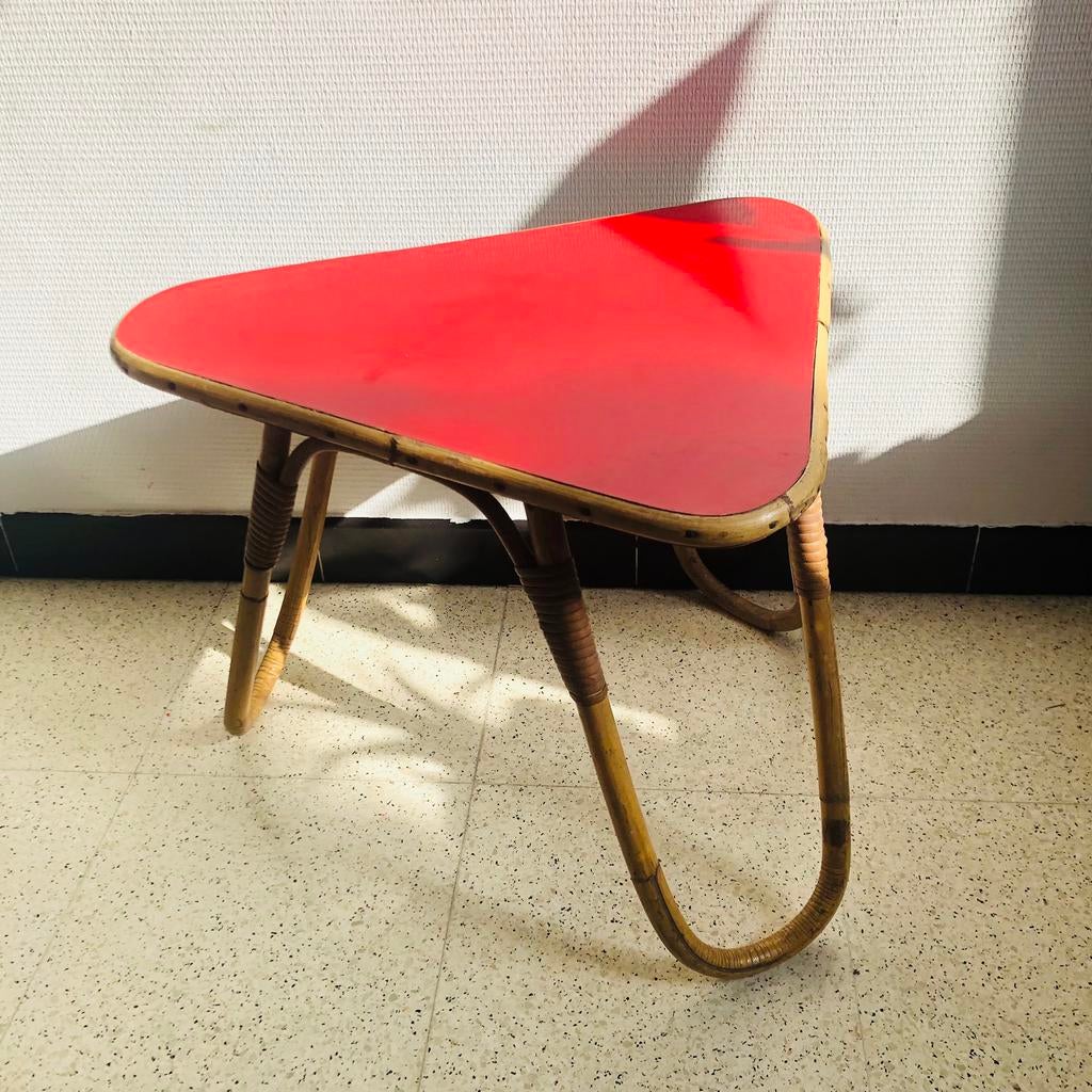 Vintage - Rotan - Tafel, Enlèvement ou Envoi