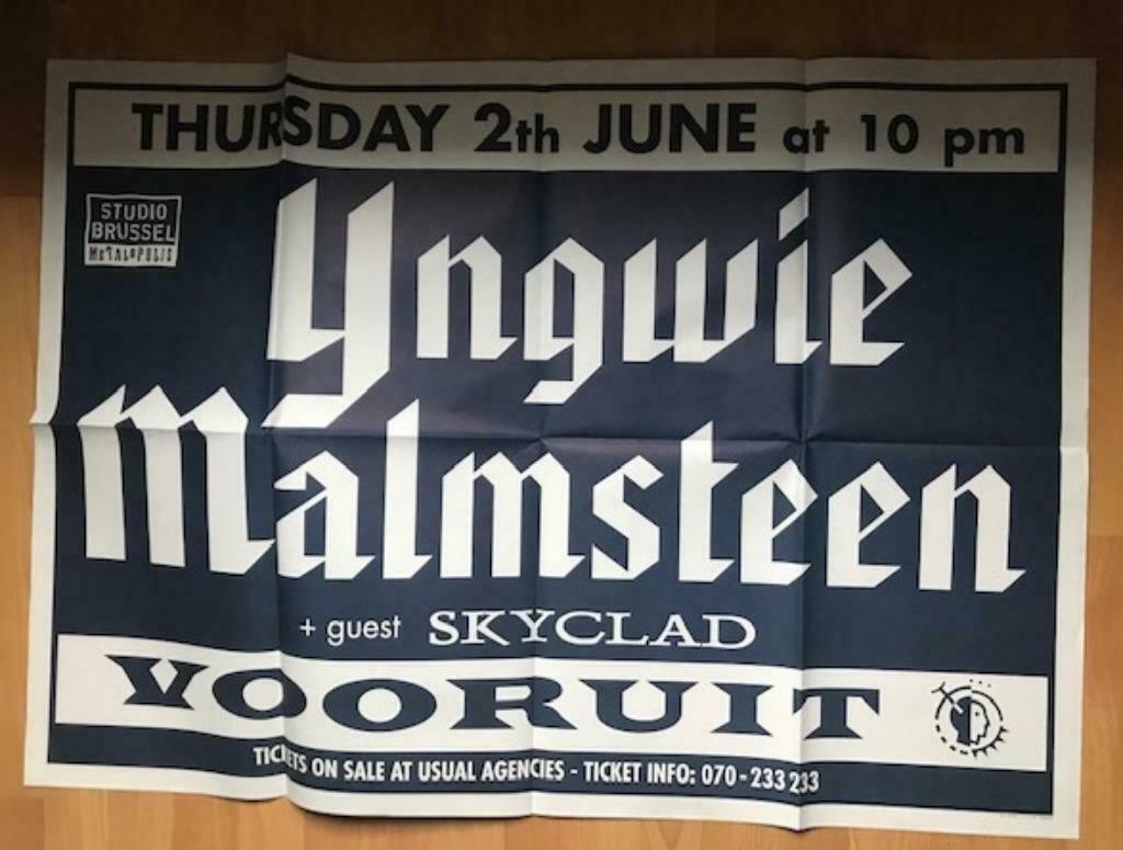 CONCERTAFFICHE YNGWIE MALMSTEEN EN SKYCLAD JUNI 199? VOORUIT, Deurposter of groter, Rechthoekig Liggend, Ophalen of Verzenden