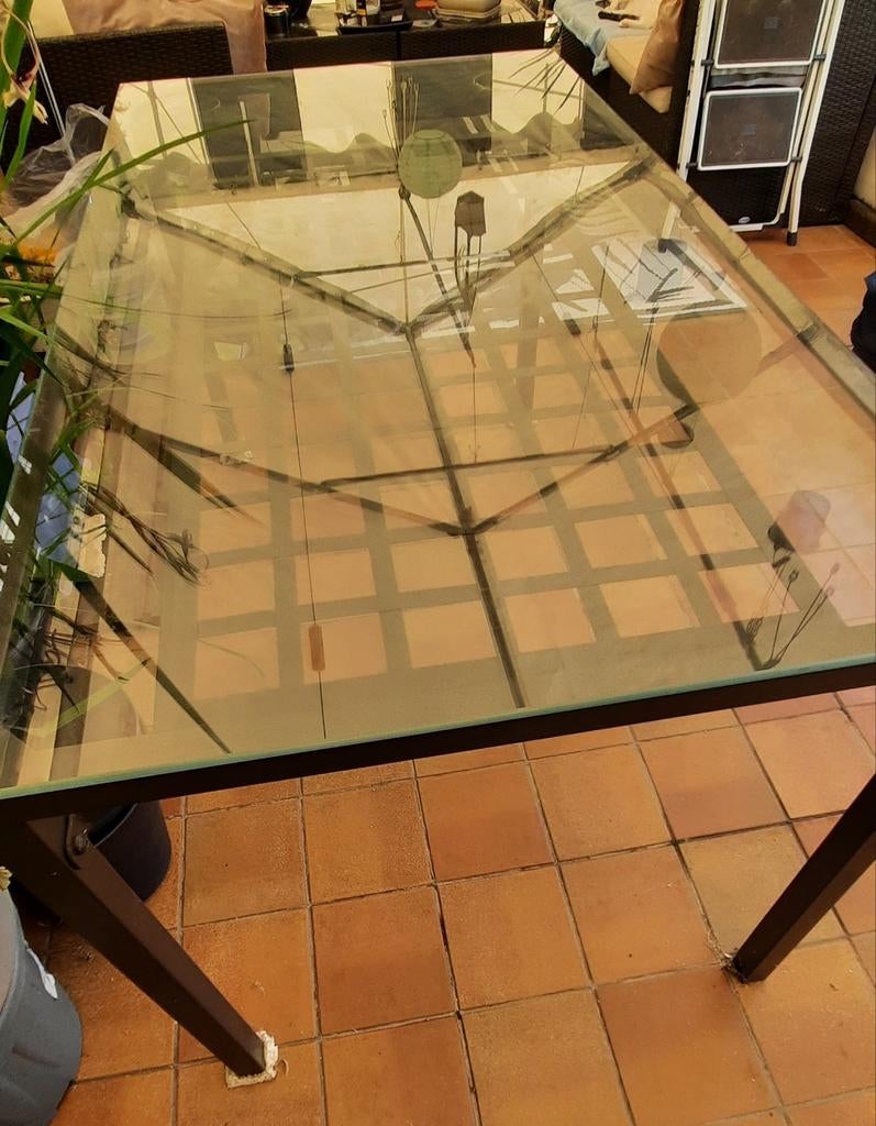Table salle à manger  et  4 chaises style baroque, Enlèvement, Comme neuf, Verre